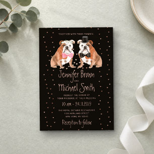 Invitación Novia Bulldog Inglés Novio Bodas Perros Negro