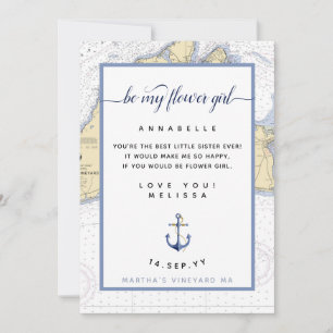 Invitación Novia con flores náuticas   Martha's Vineyard