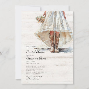 Invitación Novia Con Vestido Boda Vaca Boots Con Ducha De Nov