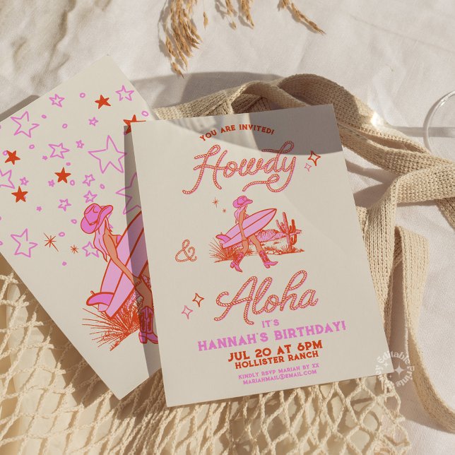 Invitación Novia costera Cumpleaños Fiesta de Playa Occidenta (Coastal Cowgirl Birthday Western Beach Party Invitation)