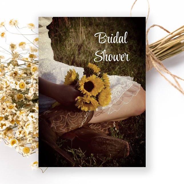 Invitación Novia Cowboy Boots Sunflower Western Bridal Shower (Subido por el creador)