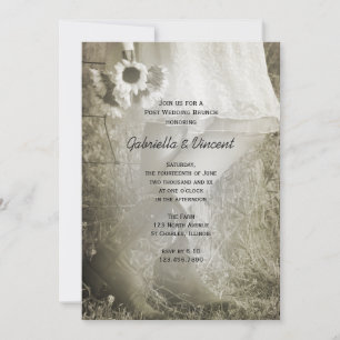 Invitación Novia Cowboy Boots Sunflowers Post Boda Brunch