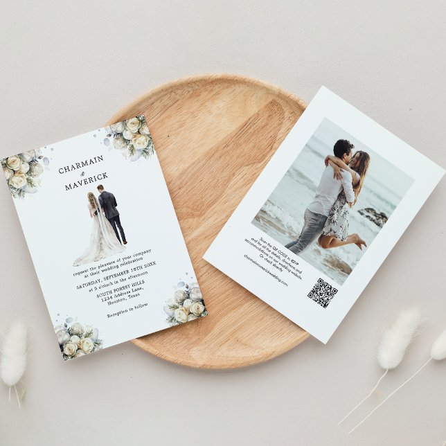 Invitación Novia de arte de clip y Groom | Foto Boda de códig (Subido por el creador)