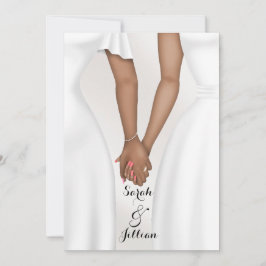 Invitación Novia de boda gay elegante sosteniendo manos Étnic