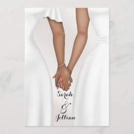 Invitación Novia de boda gay elegante sosteniendo manos Étnic