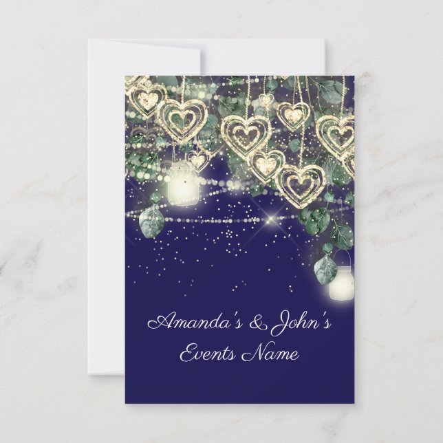 Invitación Novia de boda rústico madera oro azul real marino (Reverso)