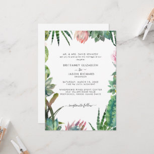 Invitación Novia de Cactus Tropical Padres Listados Boda