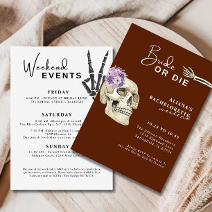 Invitación Novia de cráneo ilustrada o bachillerato muerto