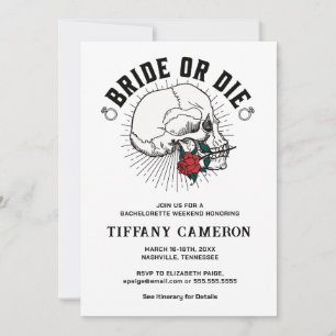 Invitación Novia de cráneo o fiesta de soltera gótica
