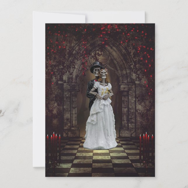 Invitación Novia de esqueleto gótico y Groom (Anverso)