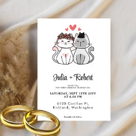 Invitación Novia De Gato Y Boda Simple De Groom
