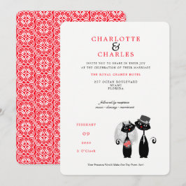 Invitación Novia de gatos negros con suerte | Groom Purrr.fec