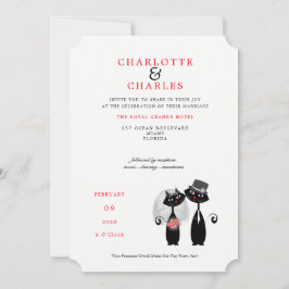 Invitación Novia de gatos negros con suerte | Groom Purrr.fec