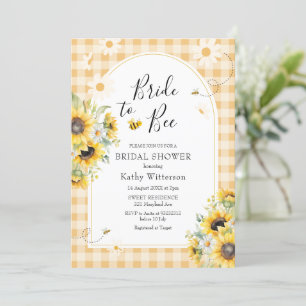 Invitación Novia de Gingham amarillo giratoria a novia