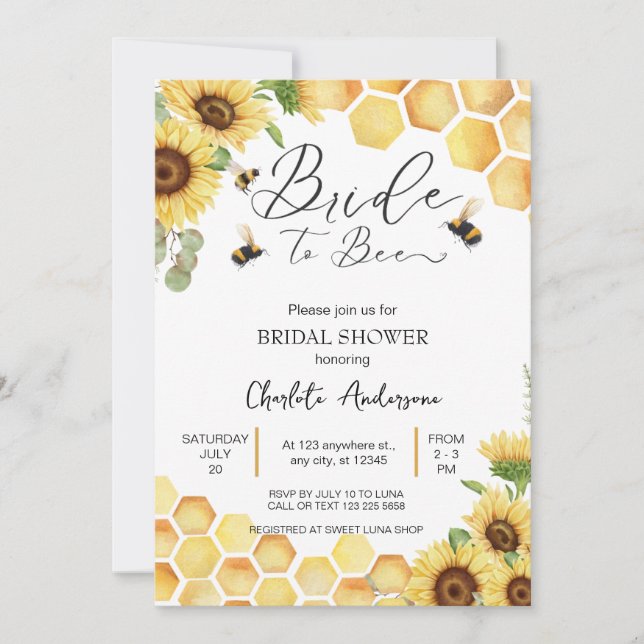 Invitación Novia de girasol a Boda de novia rusa (Anverso)