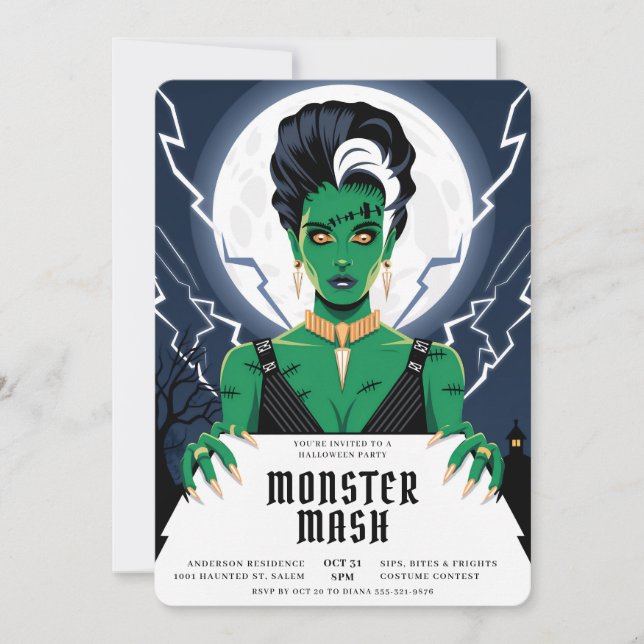 Invitación Novia de Halloween Monster Bash (Anverso)