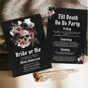 Invitación Novia de Halloween o bachillerato de cráneo floral