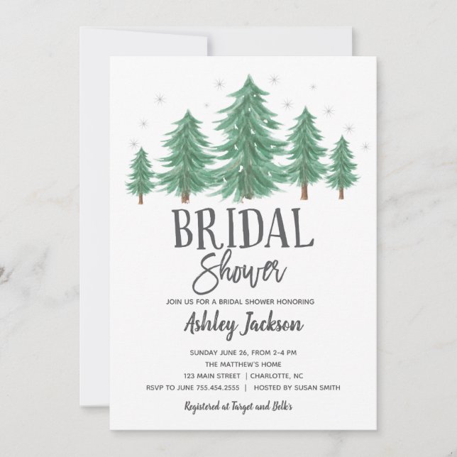 Invitación novia de invierno Shower Greenery Woods (Anverso)
