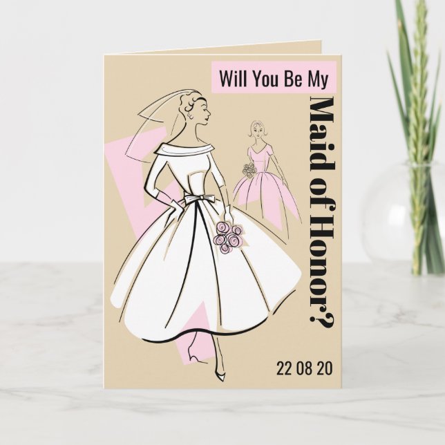 Invitación Novia de moda Neutral mi empleada de honor Textos  (Anverso)