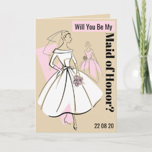 Invitación Novia de moda neutral sé mi empleada de honor beig