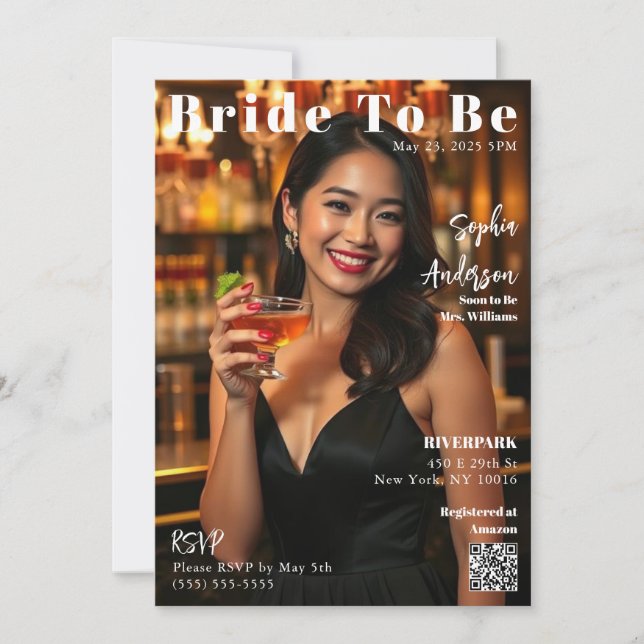 Invitación Novia de portada de revista a ser invitada (Anverso)