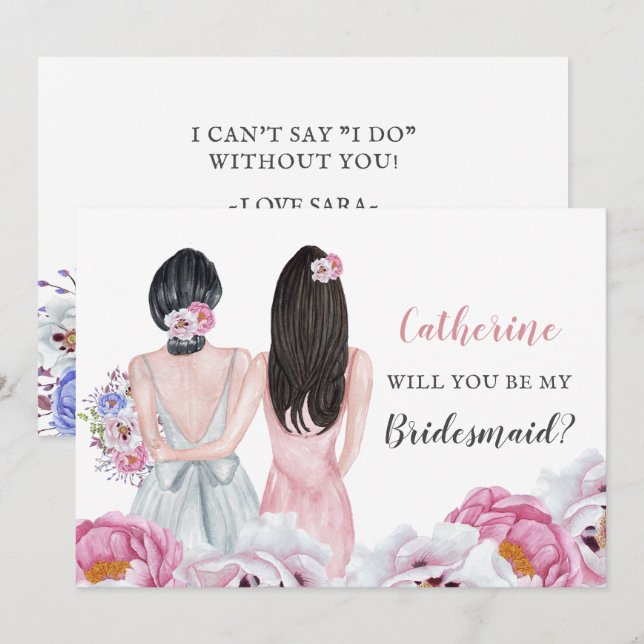 Invitación Novia de Rubor Mejor amigo serás mi dama de honor (Anverso / Reverso)
