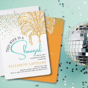 Invitación Novia de Showgirl Era Naranja Turquesa Fiesta de D