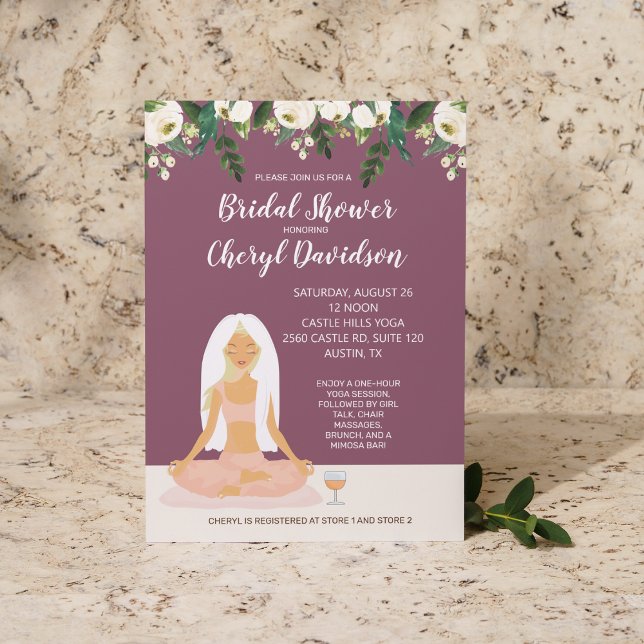 Invitación Novia de yoga ducha de novia Borgoña (Yoga Bridal Shower Invitation Burgundy)