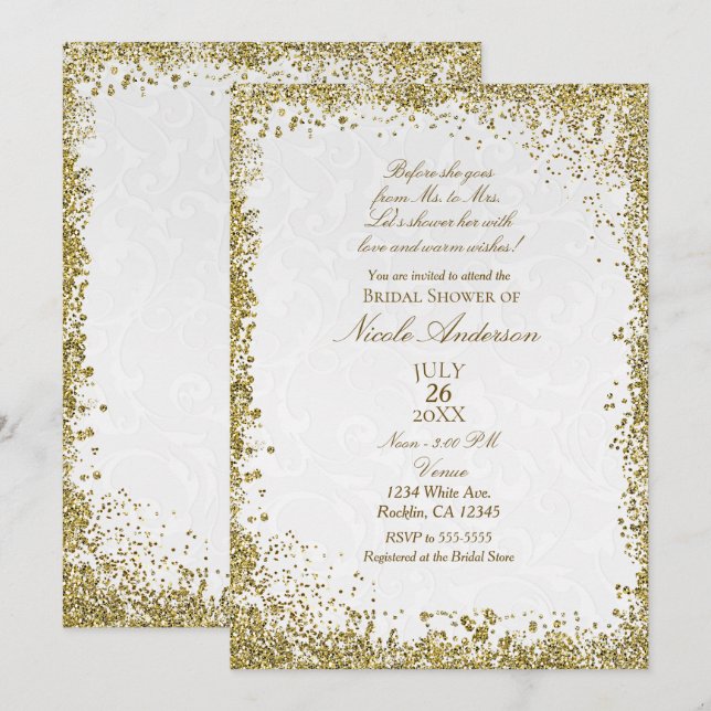 Invitación Novia del cuento de hadas Princesa Blanca Damasco (Anverso / Reverso)