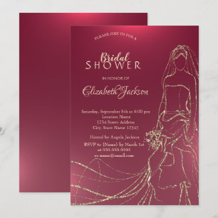 Invitación Novia Dorada Elegante, Regalo de Despedida de Solt