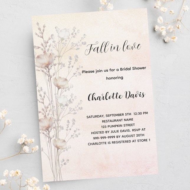 Invitación Novia Ducha crema flores silvestres se enamoran de (Subido por el creador)