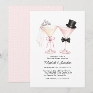 Invitación Novia Elegante Cena de Ensayo de Martini para el N