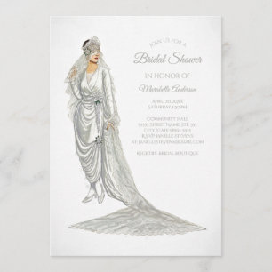 Invitación Novia elegante con traje blanco