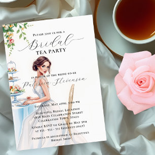 Invitación Novia elegante en un Fiesta de té con traje de nov