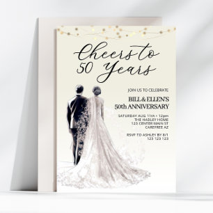 Invitación Novia Elegante Novio 50 Aniversario de Boda