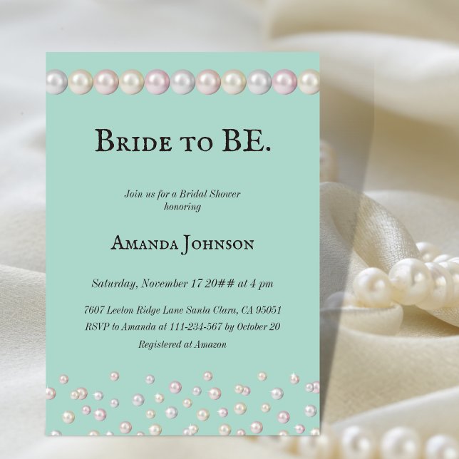 Invitación Novia elegante será la Verde azulada ducha azul Pe (Subido por el creador)