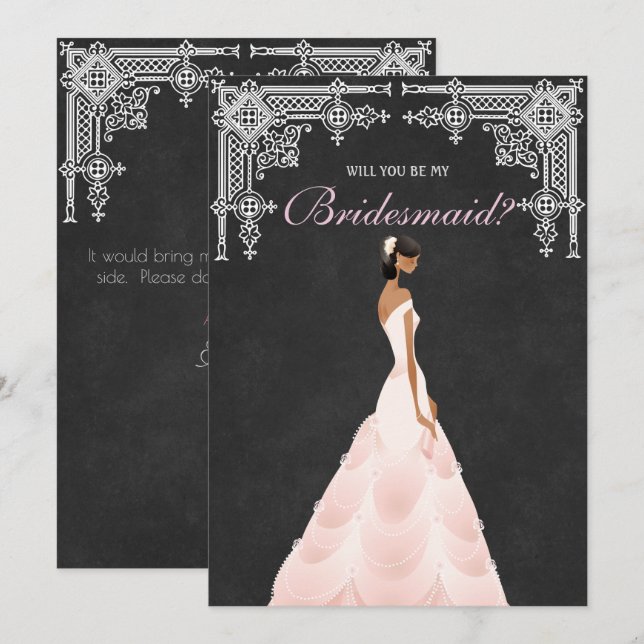 Invitación Novia Elegante Serás Mi Noviaria (Anverso / Reverso)