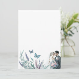 Invitación Novia elegante y Groom con Lavender