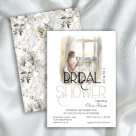 Invitación Novia elegante y moderna en ducha de Boda con traj