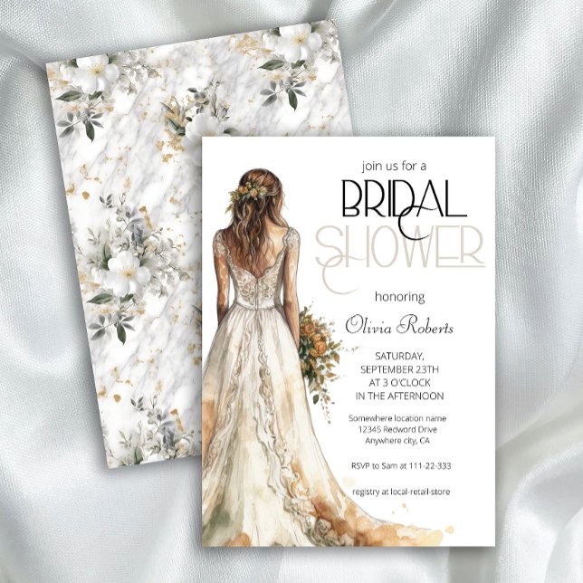 Invitación Novia elegante y moderna en ducha de Boda con traj (Subido por el creador)