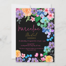 Invitación Novia en acuarela floral rosa brillante y audaz