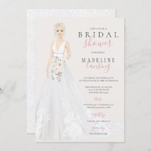 Invitación Novia en Boda de encaje con ducha de novia consent