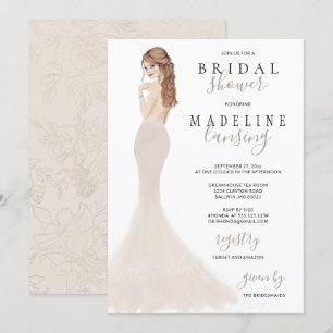 Invitación Novia en Champagne con un vestido de traje de novi