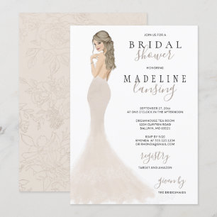 Invitación Novia en Champagne con un vestido de traje de novi