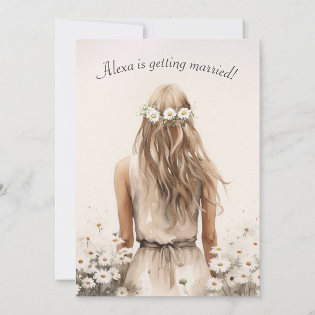 Invitación Novia En Daisias Con Laurel (Anverso)