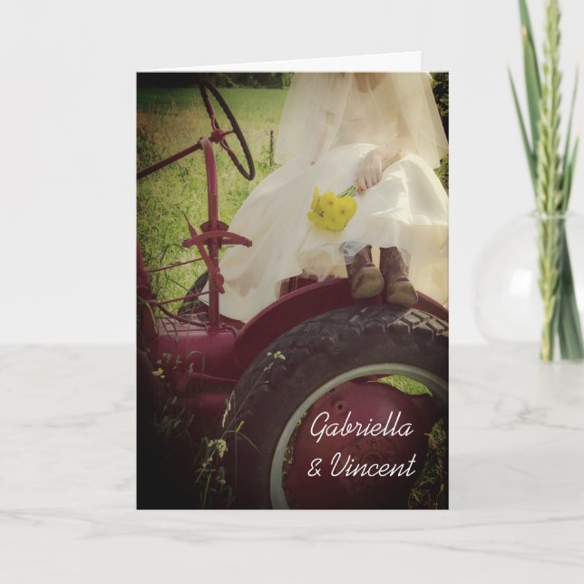 Invitación Novia en el Boda de la granja de Tractor Country (Anverso)