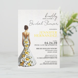 Invitación Novia en flor ducha tropical de novia amarilla