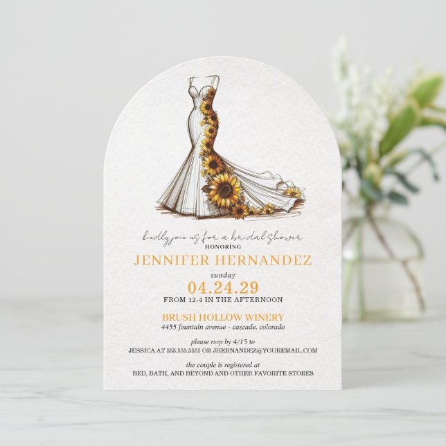 Invitación Novia en flor girasol en ducha de novia (Anverso de pie)