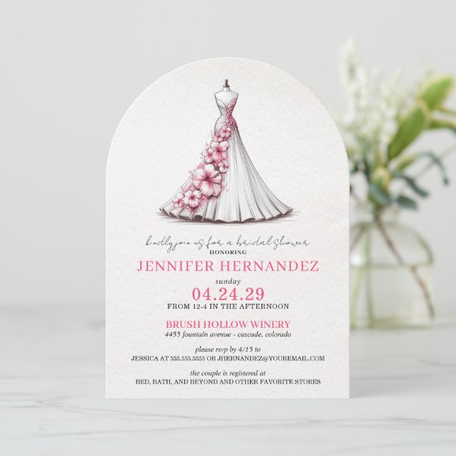Invitación Novia en flor rosa Hibiscus Bridal Shower (Anverso de pie)