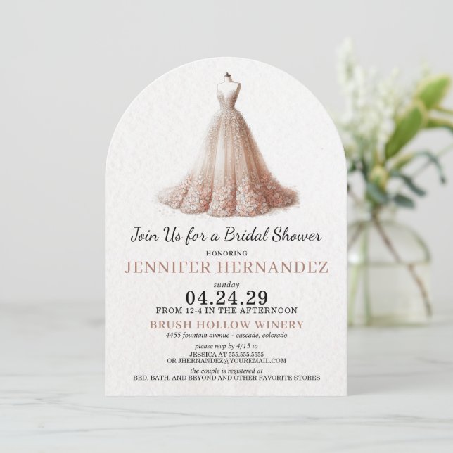 Invitación Novia en Flor Rosa Melocotón Despedida de Soltera (Anverso de pie)